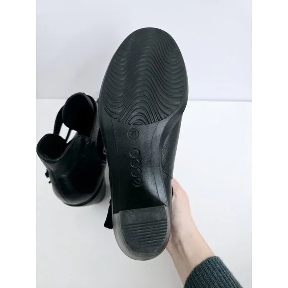 Ecco Touch 75 Double Buckle Ankle Boots Black Leather Booties Shoes 41 10 10.5 - Picture 5 of 10